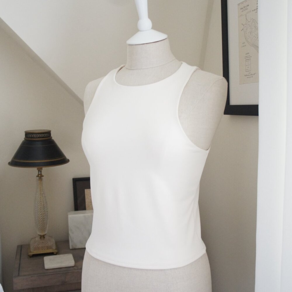 Express Cream Body Contour High Neck Tank Top Size Medium - Picture 6 of 11